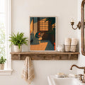 Funny Japanese Frog in Toilet - Funny Canvas Wall Art - Bathroom Nature Frame 4