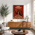 More Spaghetti Less Upsetti Funny Hungry Cat Spaghetti Art Print - Funny Canvas Wall Art - Natural Frame 3