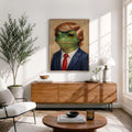 Funny Trump Frog Portrait Oil Painting Art Print Vintage - Funny Canvas Wall Art - Natural Frame 3