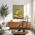 Funky Frog Smoking Middle Finger  - Funny Canvas Wall Art - Natural Frame 3