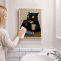 Quirky Black Cat Brushing Teeth Painting Humorous Bathroom Print Art  - Funny Canvas Wall Art - Bathroom Nature Frame 5