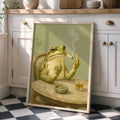 Funky Frog Smoking Middle Finger  - Funny Canvas Wall Art - Natural Frame 4