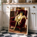 Vintage Whimsical Bob Hair Frog Drinking Champagne  - Funny Canvas Wall Art - Natural Frame 4