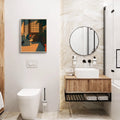 Funny Japanese Frog in Toilet - Funny Canvas Wall Art - Bathroom Nature Frame 6