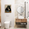 Quirky Black Cat Brushing Teeth Painting Humorous Bathroom Print Art  - Funny Canvas Wall Art - Bathroom Nature Frame 6