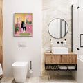 Cute Black Cat Sitting on Toilet Reading Newspaper - Funny Canvas Wall Art - Bathroom Nature Frame 6