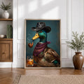 Cowboy Duck Smoking Whiskey Vintage Western - Funny Canvas Wall Art - Natural Frame 5