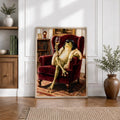 Vintage Whimsical Bob Hair Frog Drinking Champagne  - Funny Canvas Wall Art - Natural Frame 5