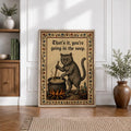 Funny Medieval Cat Going In The Soup Vintage - Funny Canvas Wall Art - Natural Frame 5