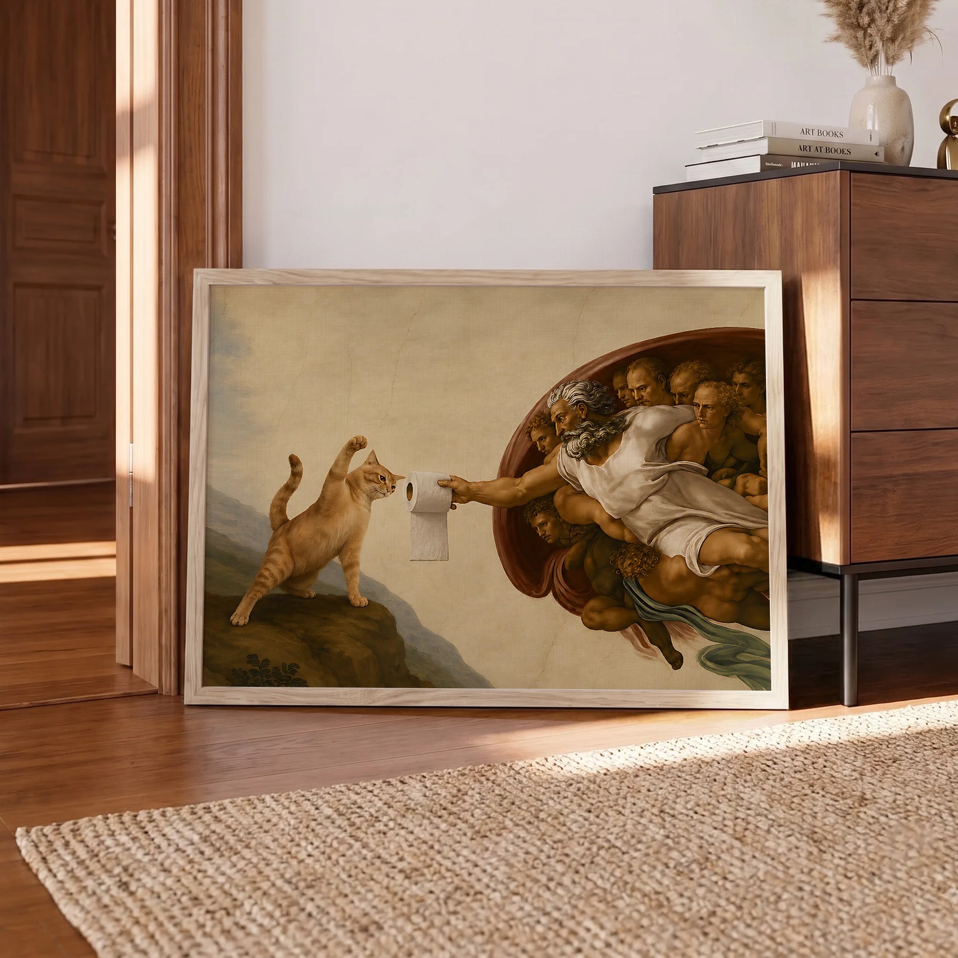 The Creation of Adam Cat Toilet Paper - Funny Canvas Wall Art - 10