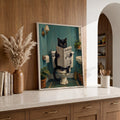 Funny Black Cat Reading Newspaper In Toilet - Funny Canvas Wall Art - 11