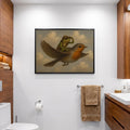 Vintage Whimsical Frog Riding - Funny Canvas Wall Art - Black Frame 1