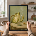 Funky Frog Smoking Middle Finger  - Funny Canvas Wall Art - Black Frame 1