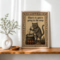 Funny Medieval Cat Going In The Soup Vintage - Funny Canvas Wall Art - Natural Frame 7