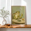 Funky Frog Smoking Middle Finger  - Funny Canvas Wall Art - Natural Frame 7