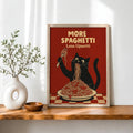 More Spaghetti Less Upsetti Funny Hungry Cat Spaghetti Art Print - Funny Canvas Wall Art - Natural Frame 7