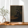 Funny Raccoon Cigar & Whiskey Vintage - Funny Canvas Wall Art - Natural Frame 7