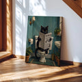 Funny Black Cat Reading Newspaper In Toilet - Funny Canvas Wall Art - 14