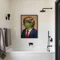 Funny Trump Frog Portrait Oil Painting Art Print Vintage - Funny Canvas Wall Art - Black Frame 2