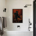 Vintage Black Cat Smoking - Funny Canvas Wall Art - Black Frame 2