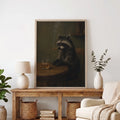 Funny Raccoon Cigar & Whiskey Vintage - Funny Canvas Wall Art - Natural Frame 8