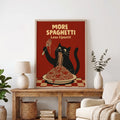 More Spaghetti Less Upsetti Funny Hungry Cat Spaghetti Art Print - Funny Canvas Wall Art - Natural Frame 8