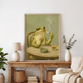 Funky Frog Smoking Middle Finger  - Funny Canvas Wall Art - Natural Frame 8
