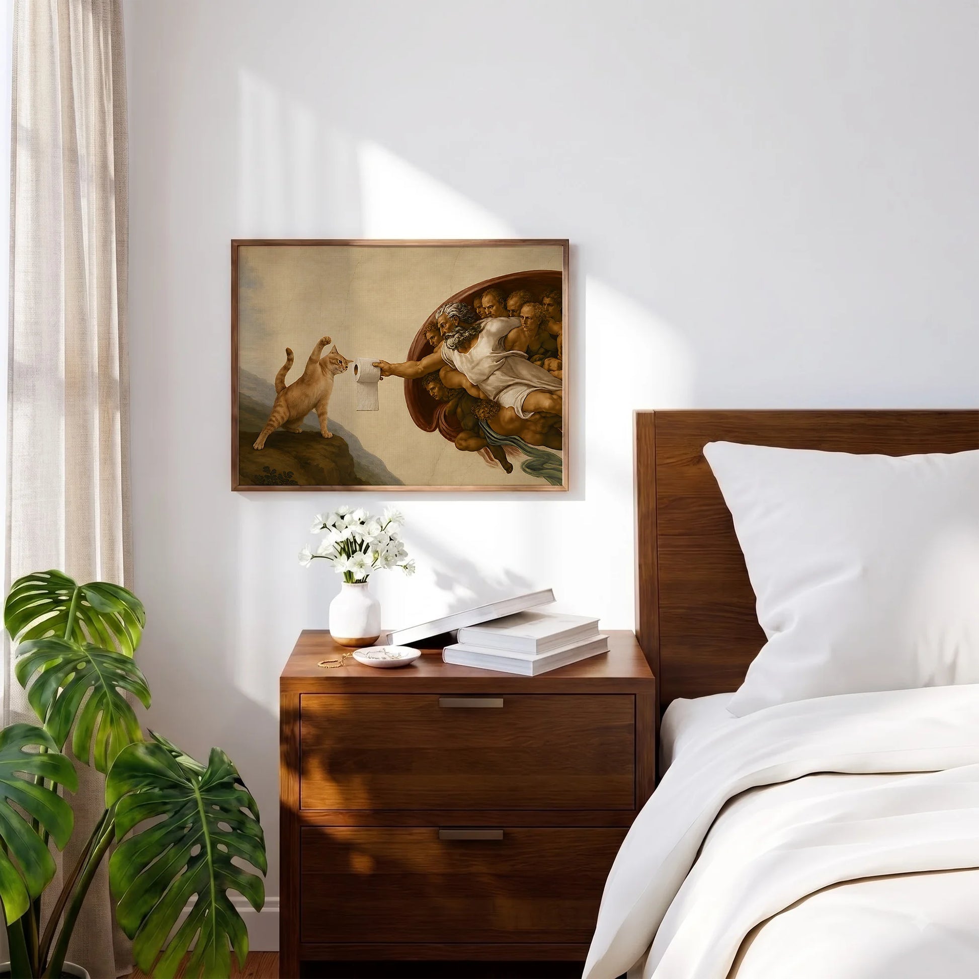 The Creation of Adam Cat Toilet Paper - Funny Canvas Wall Art - 1