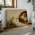 The Creation of Adam Cat Toilet Paper - Funny Canvas Wall Art - 3