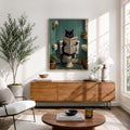 Funny Black Cat Reading Newspaper In Toilet - Funny Canvas Wall Art - 8