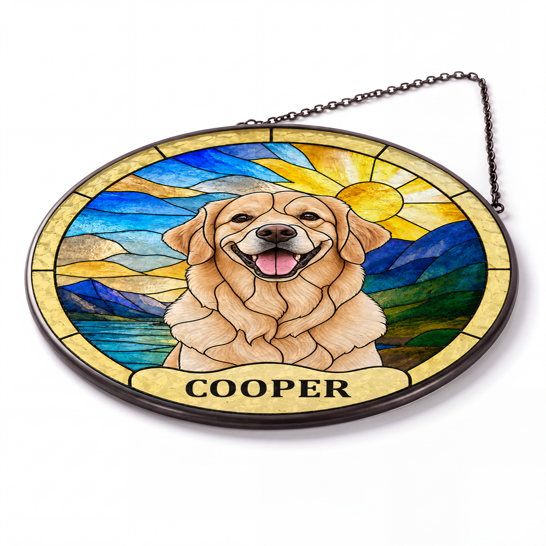 Custom Pet Portrait Suncatcher - Personalized Stained Glass Window Hanging